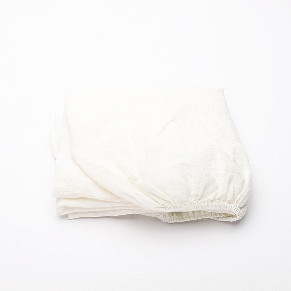 FITTED SHEET, 100% LINEN, STONE WASHED, WHITE