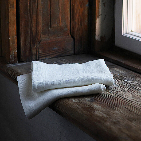 SET OF TWO GUEST TOWELS, 100% LINEN, LARA, OFF WHITE, 33x50 cm