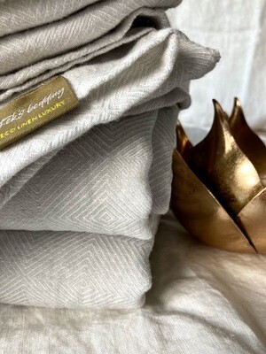 DUVET COVER, 100% LINEN, STONE WASHED RHOMB SILVER