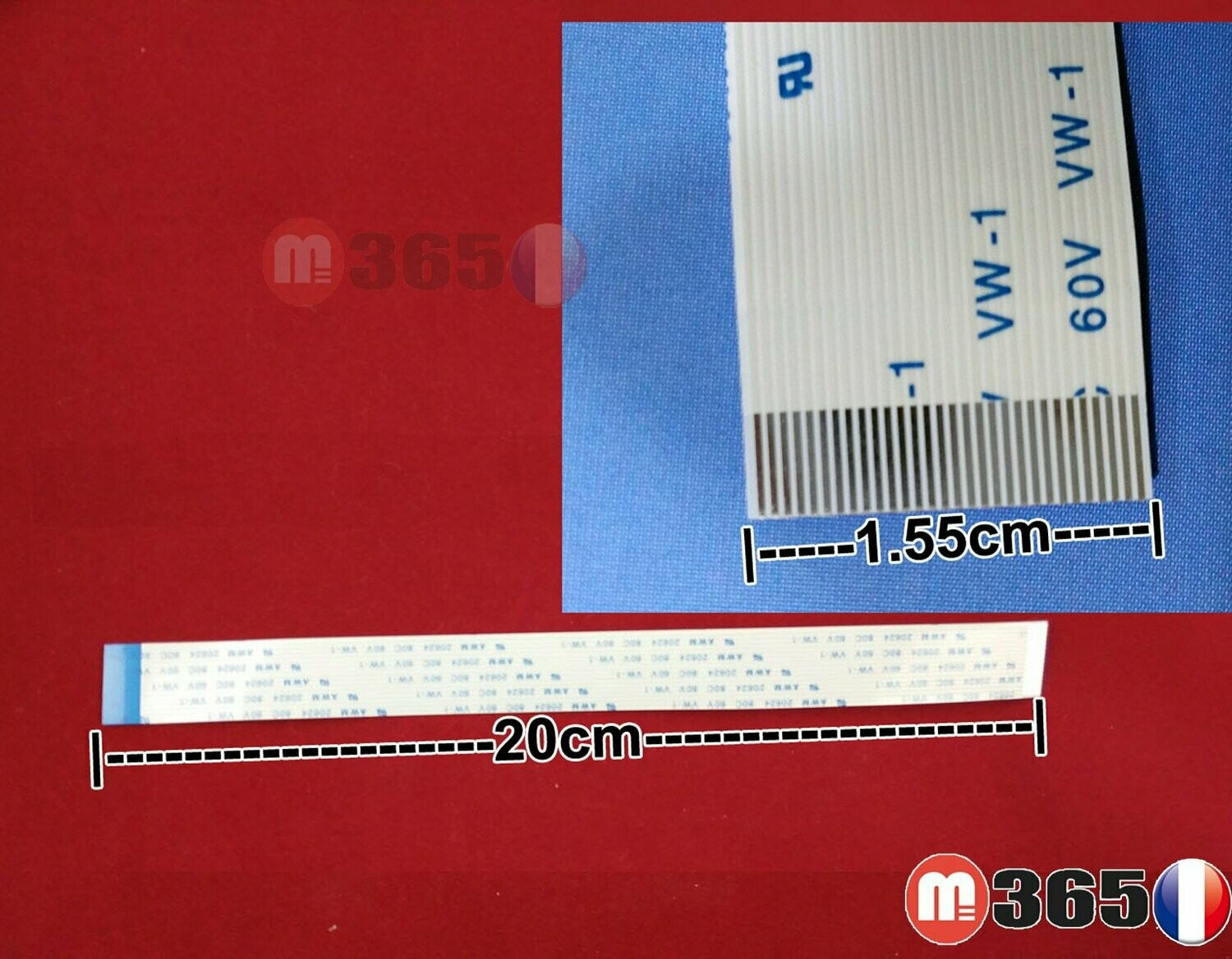 nappe 30 pins 20cm*1.55cm Connecteurs  en opposées face