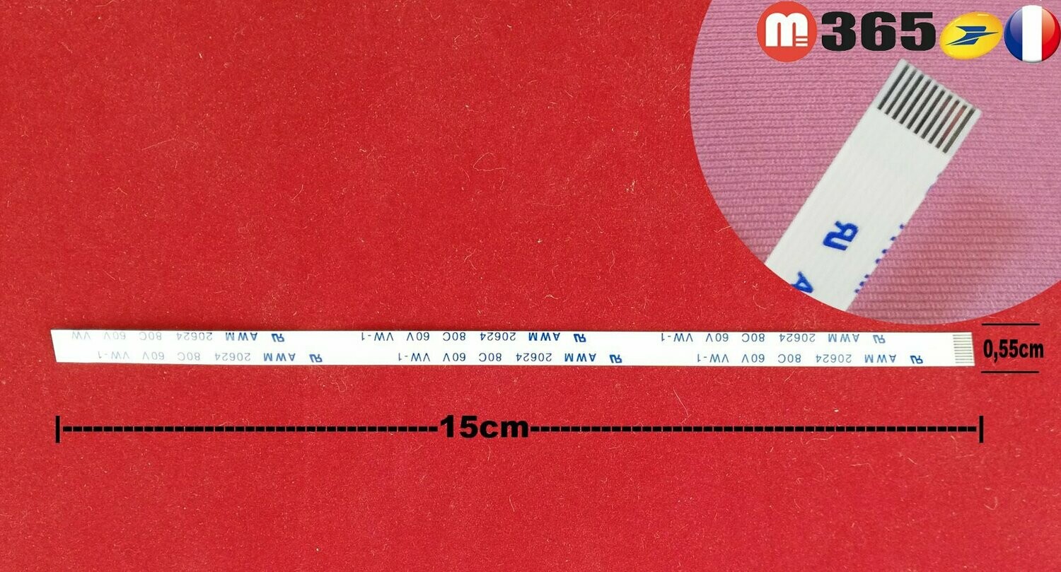 nappe 10 pins 15cm*0.55cm Connecteurs  en même face