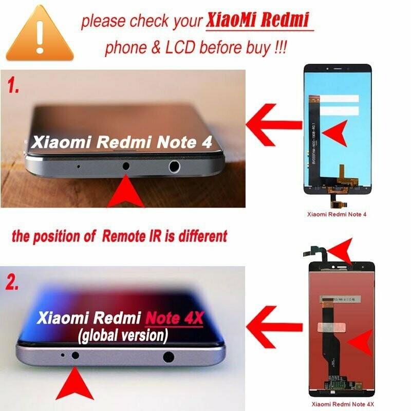 Redmi Note 4 ou note4X  ECRAN VITRE TACTILE LCD COMPLET