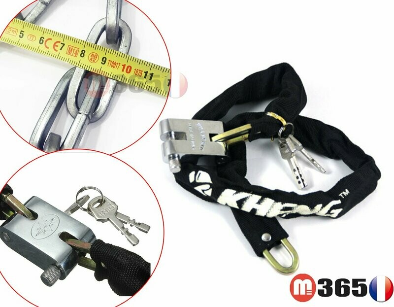 Cadena à Chaîne Serrure Antivol Câble Sécurité pour Moto Scooter Vélo 65cm-170cm