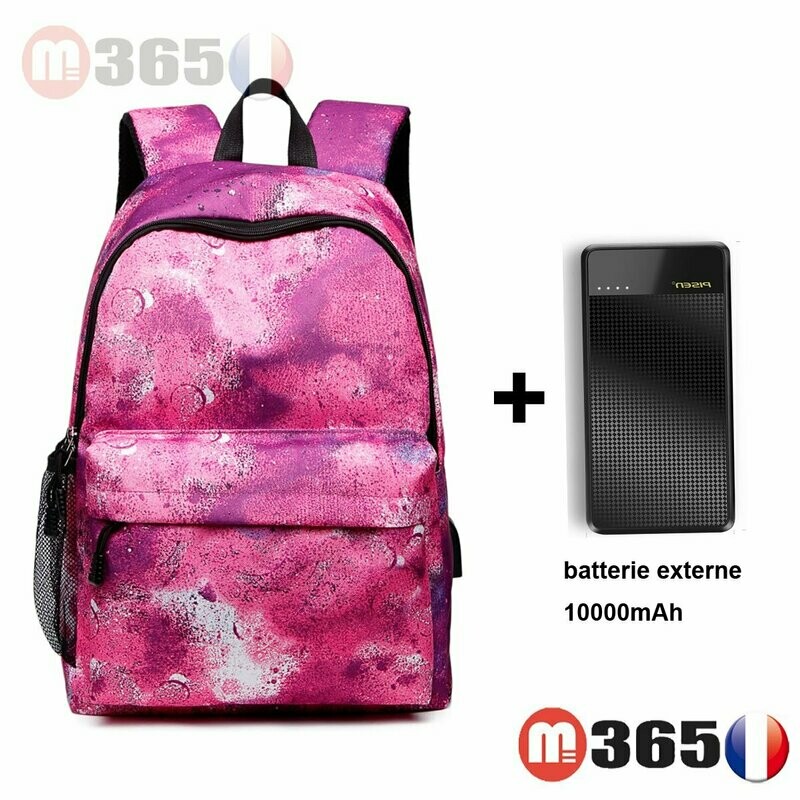 Sac à dos rouge chargeur usb prise Sac Sport Voyage Randonnée Cartable sacoche