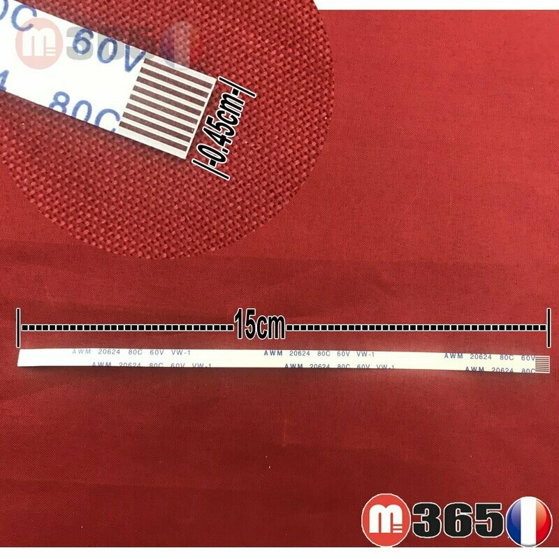 nappe 8 pins 15cm*0.45cm Connecteurs  en même face