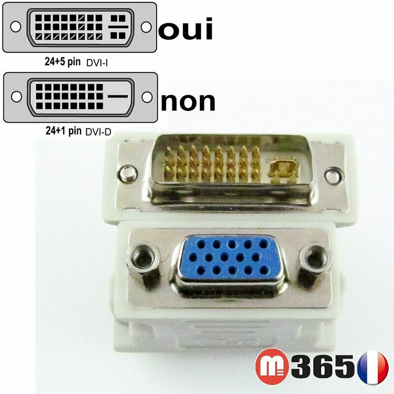 Adaptateur vga femelle vers dvi -i 24-5 male adapter