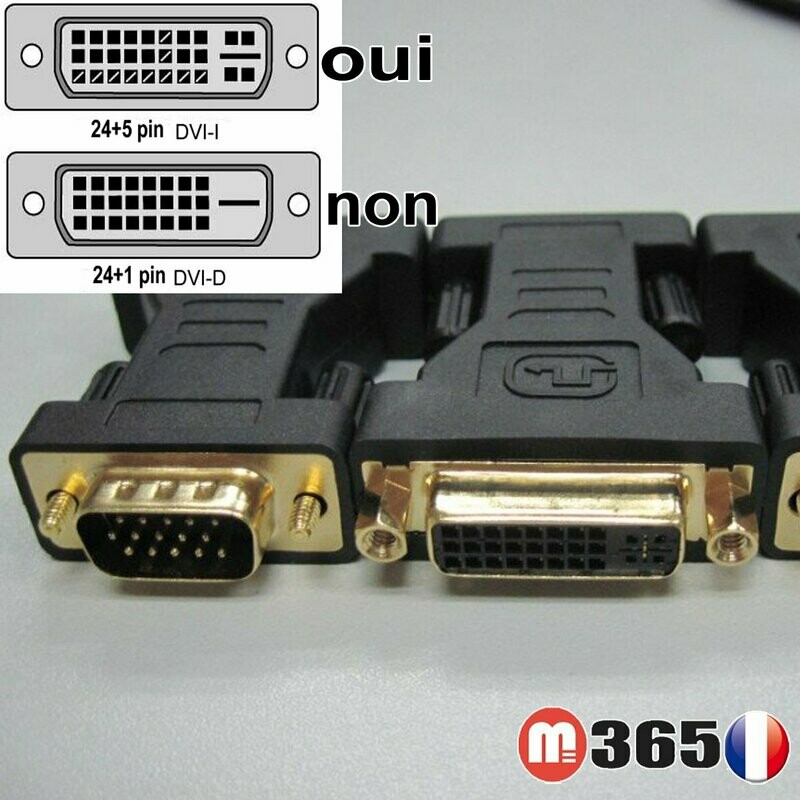 Adaptateur vga male vers dvi -i 24+5 femelle DVI-I