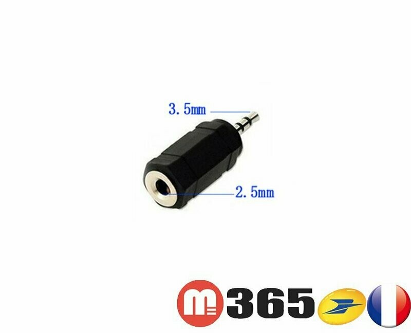 ADAPTATEUR  JACK MALE 3.5MM vers JACK FEMELLE 2.5 MM STEREO