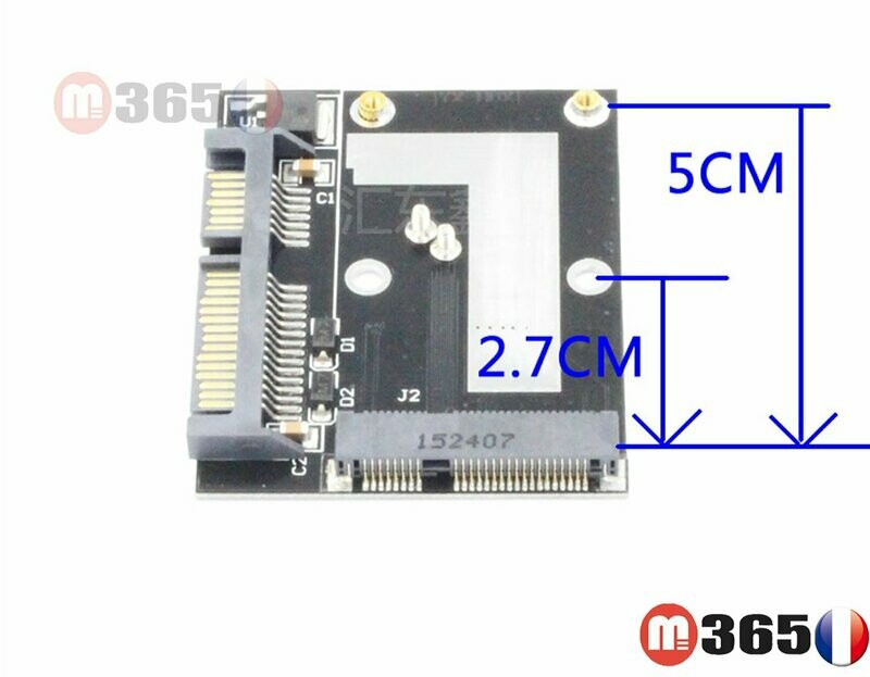 Adaptateur Convertisseur mini pci-e mSATA SSD to 2.5'' SATA DD Conversion
