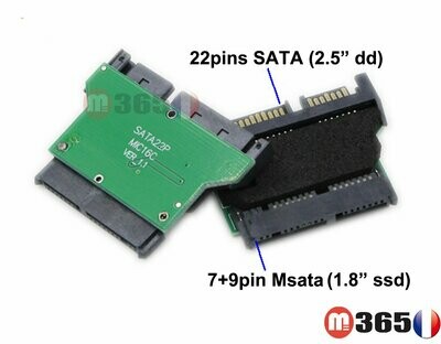 Adaptateur Convertisseur mini pci-e mSATA SSD to 2.5'' SATA DD Conversion
