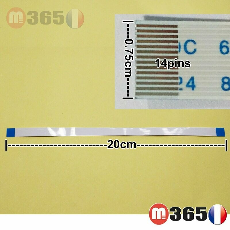 nappe 14 pins 20cm*0.75cm Connecteurs  en même face