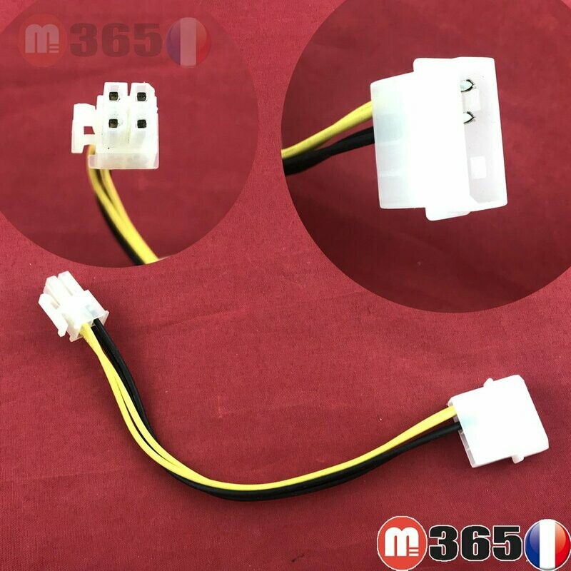 Câble Adaptateur MOLEX  vers 4 pins atx 12v alimentation carte mere 4pins cpu