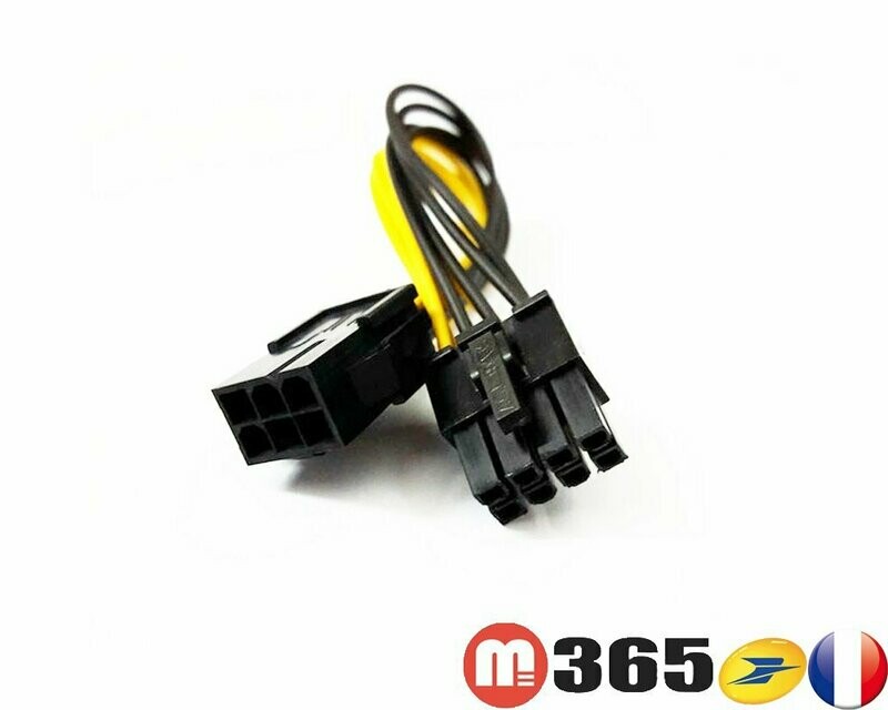 Cable Alimentation 6pin vers 8pin adaptateur pour carte graphique 8 pins
