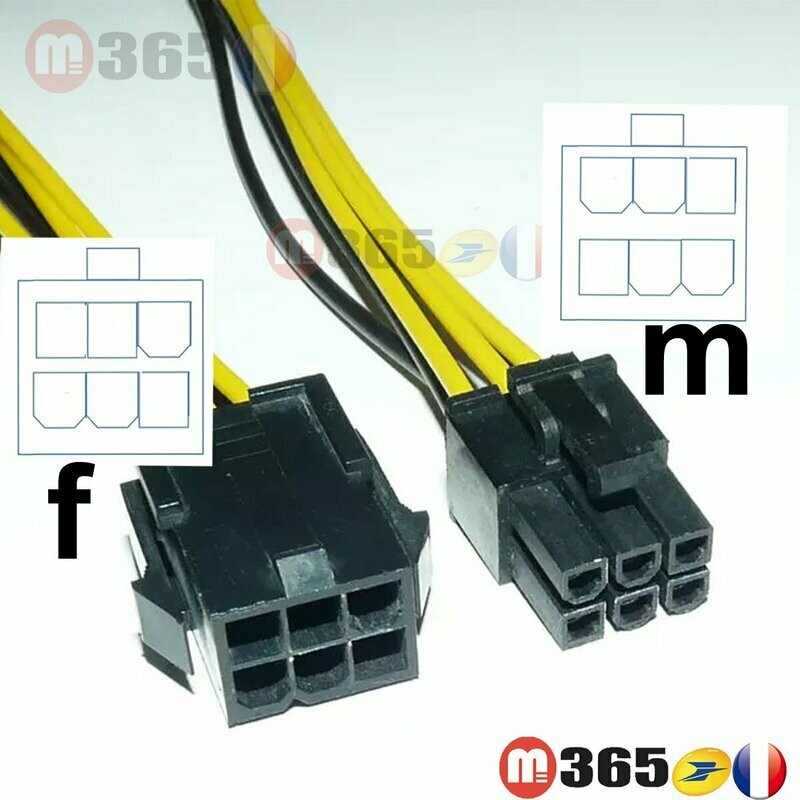 Cable 6pin rallonger Alimentation de carte graphique 6 pins cable prolongateur