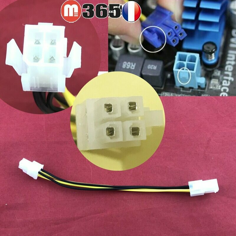 Cable rallonge 4 pins  Alimentation cpu de  carte mere