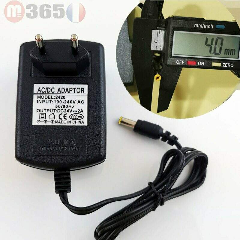 4.0mm * 1.7mm UE Plug Chargeur AC 100-240V À DC 24V 2A Adaptateur D'alimentation