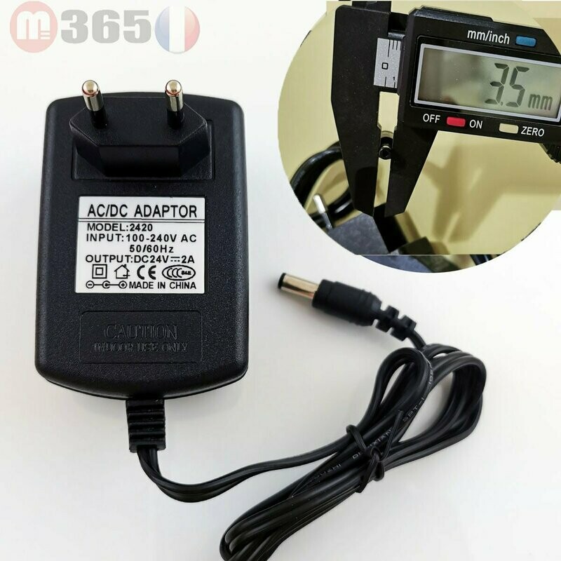 3.5mm * 1.35mm UE Plug Chargeur AC 100-240V À DC 24V 2A Adaptateur D'alimentation