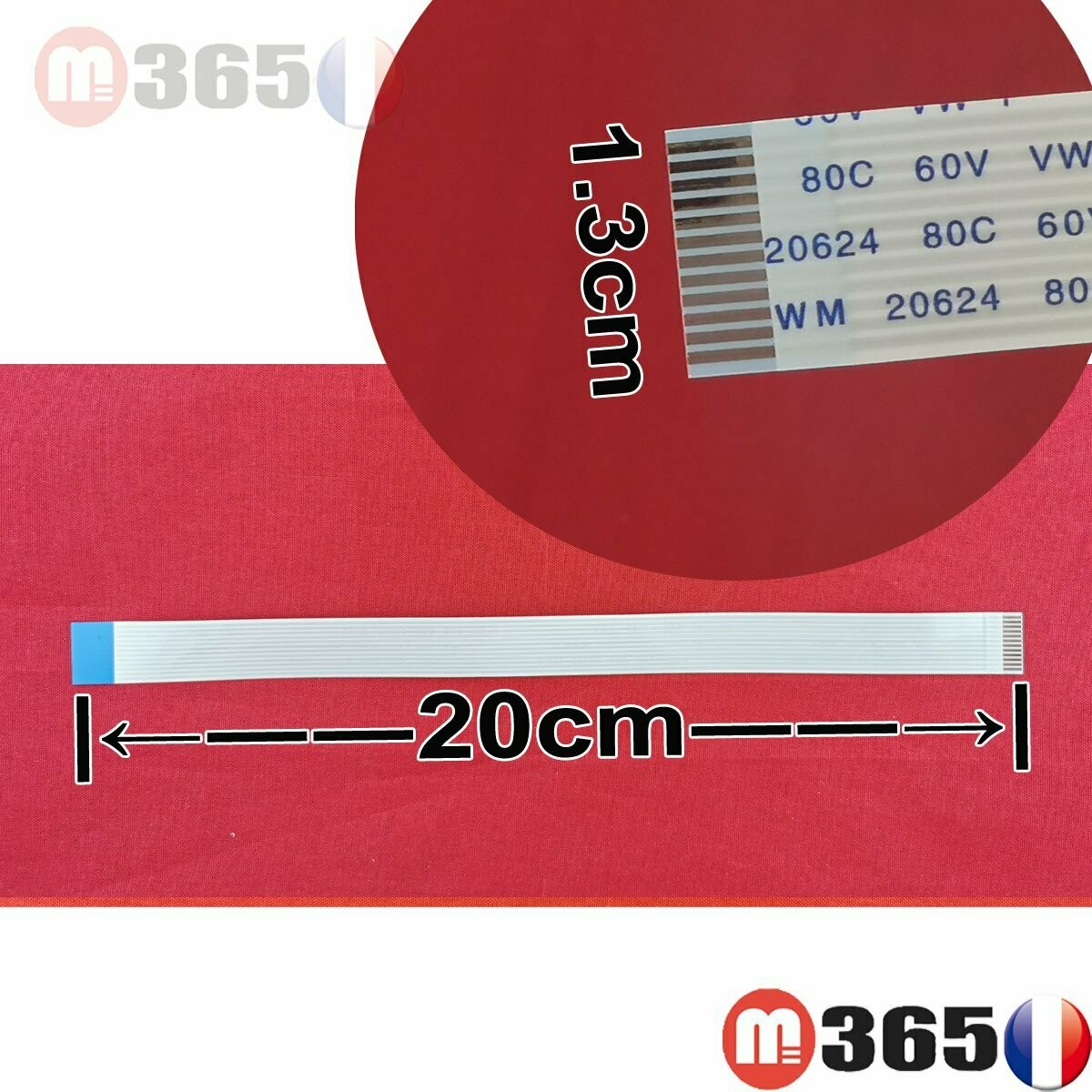 nappe 12 pins 20cm*1.3cm Connecteurs  en opposé face