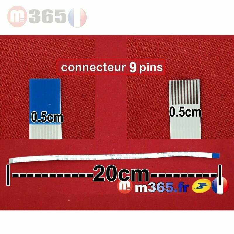 nappe 9 pins 20cm*0.5cm Connecteurs  en opposé face