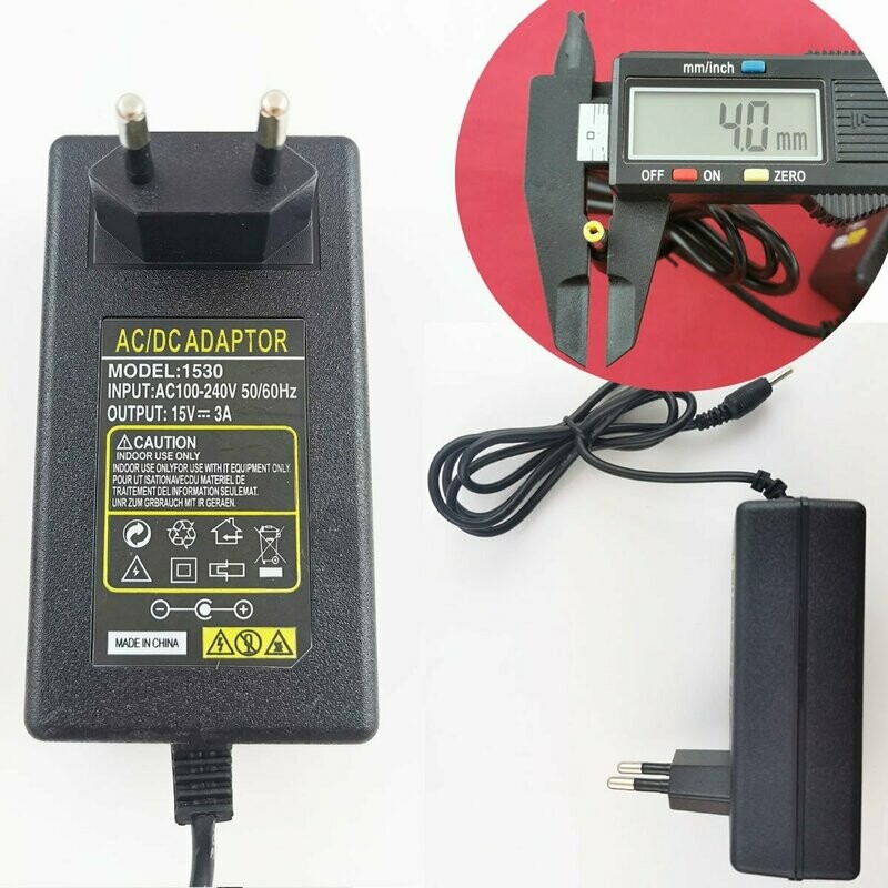 4.0mm * 1.7mm UE Plug Chargeur AC 100-240V À DC 15V 3A Adaptateur D'alimentation
