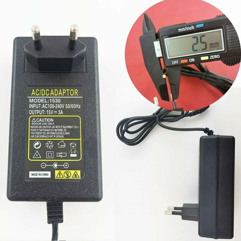 2.5mm * 0.7mm UE Plug Chargeur AC 100-240V À DC 15V 3A Adaptateur D'alimentation