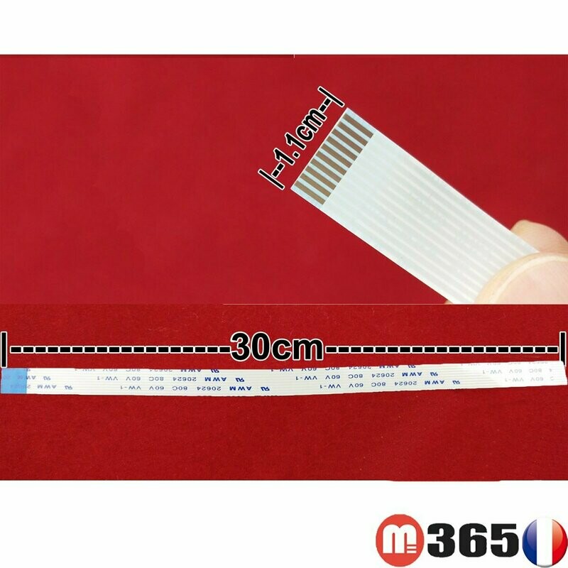 nappe 10 pins 30cm*1.1cm Connecteurs  en opposé face