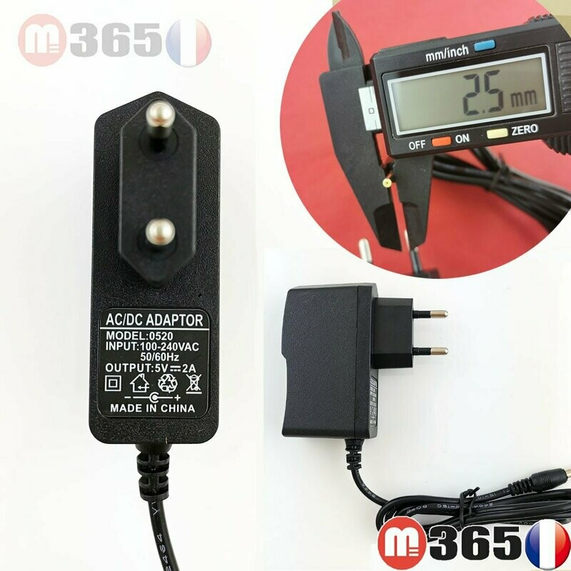 2.5mm * 0.7mm UE Plug Chargeur AC 100-240V À DC 5V 2A Adaptateur D'alimentation