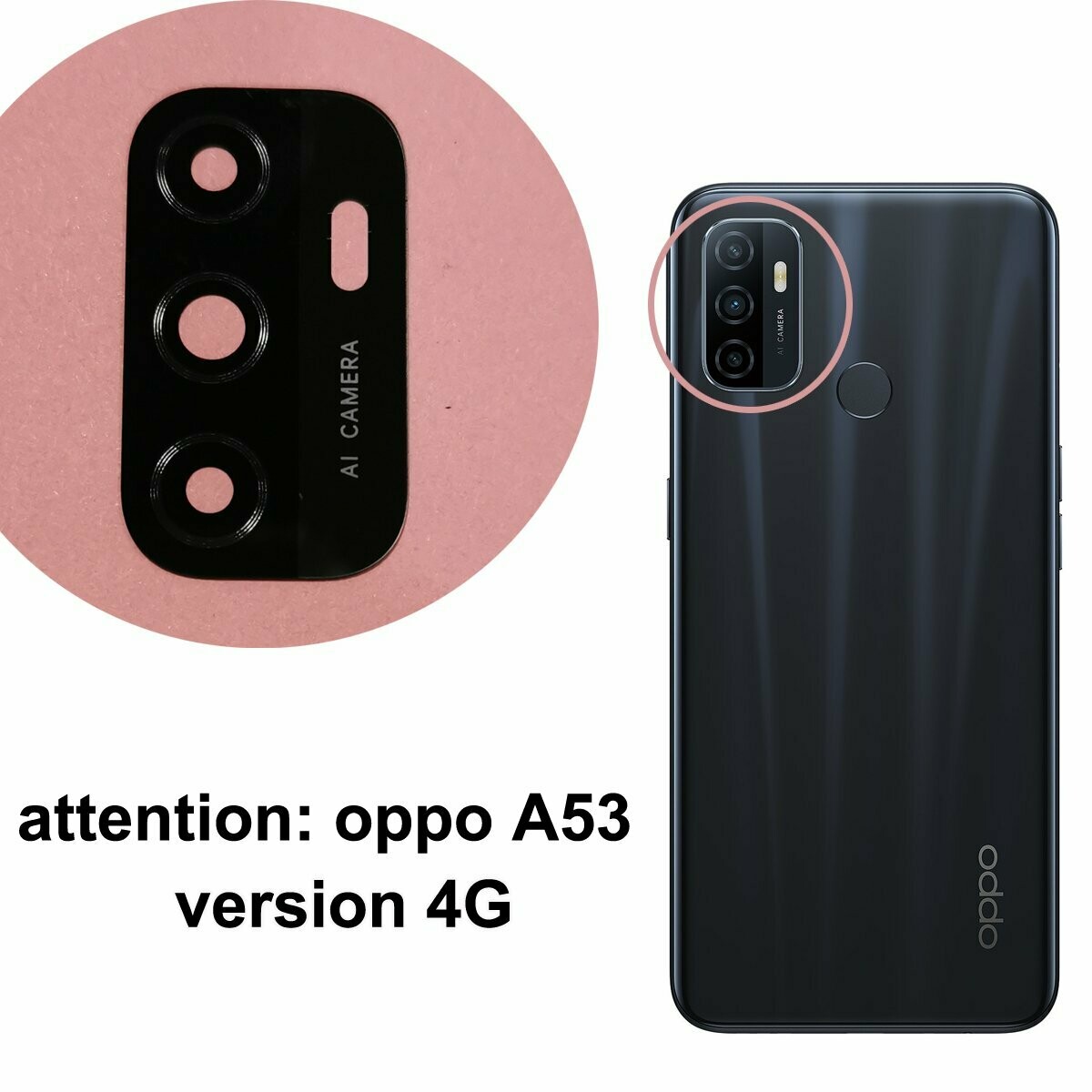 LENTILLE VERRE camera arrière pour oppo A53 version 4G (non 5G !!!!!!)