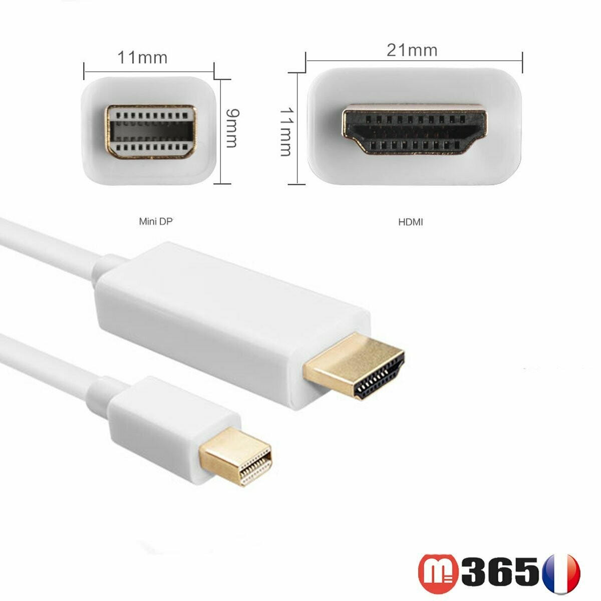 cable mini dp mâle vers hdmi mâle adaptateur cable 1.6M (conviens thunderbolt)
