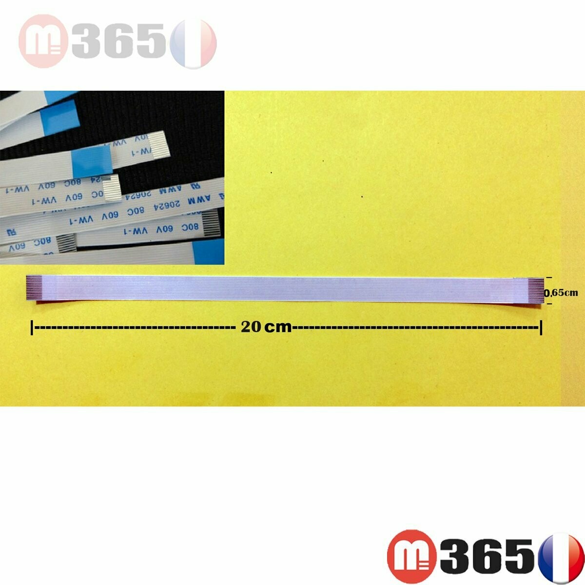 nappe 12 pins 20cm*0.65cm Connecteurs  en même face
