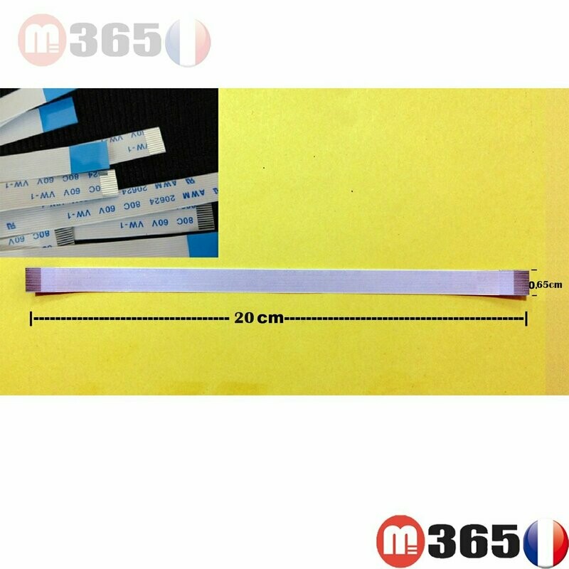 nappe 12 pins 20cm*0.65cm Connecteurs  en même face