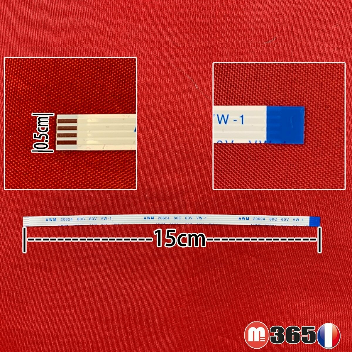 nappe 4 pins 15cm*0.5cm Connecteurs  en opposées face
