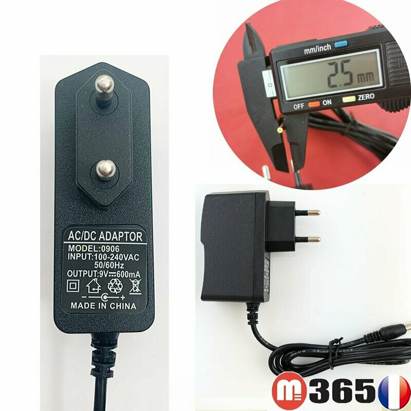 2.5mm * 0.7mm UE Plug Chargeur AC 100-240V À DC 9V 0.6A Adaptateur D'alimentation