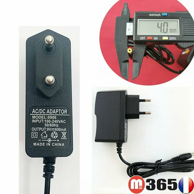 4.0mm * 1.7mm UE Plug Chargeur AC 100-240V À DC 9V 0.6A Adaptateur D'alimentation