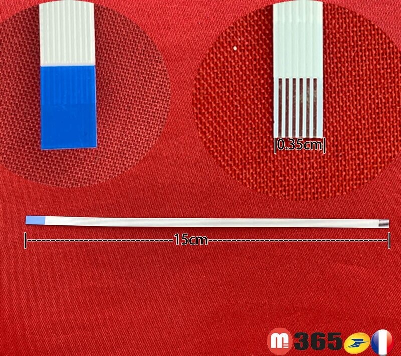 nappe 6 pins 15cm*0.35cm Connecteurs  en opposées face