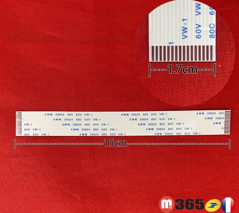 nappe 16 pins 15cm*1.7cm Connecteurs en même face