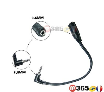 Câble adaptateur audio stéréo jack 2,5 mm mâle vers jack 3,5 mm femelle