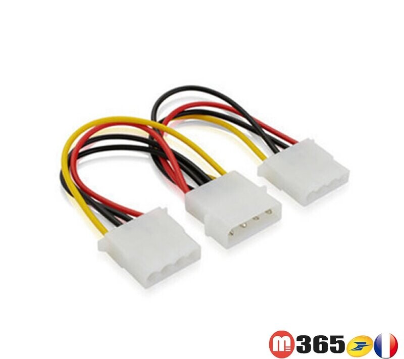 Alimentation MOLEX IDE male vers 2 femelle cable alimentation MOLEX IDE 4 pins