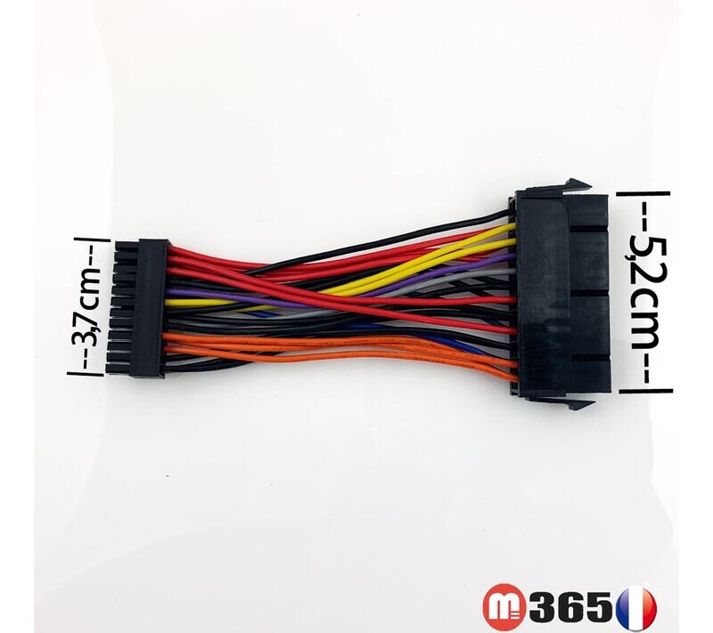 Cable 24 pins grand 5.2cm - 24 pins petit 3.7cm adaptateur Alimentation carte mere
