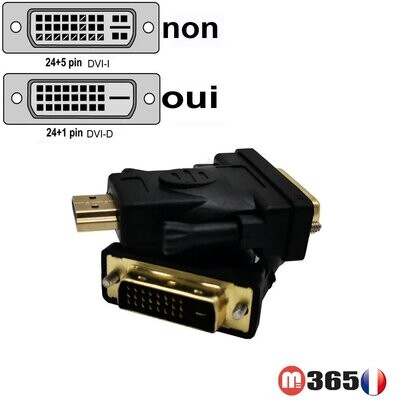 Adaptateur HDMI male vers dvi -d 24+1 male DVI adapter