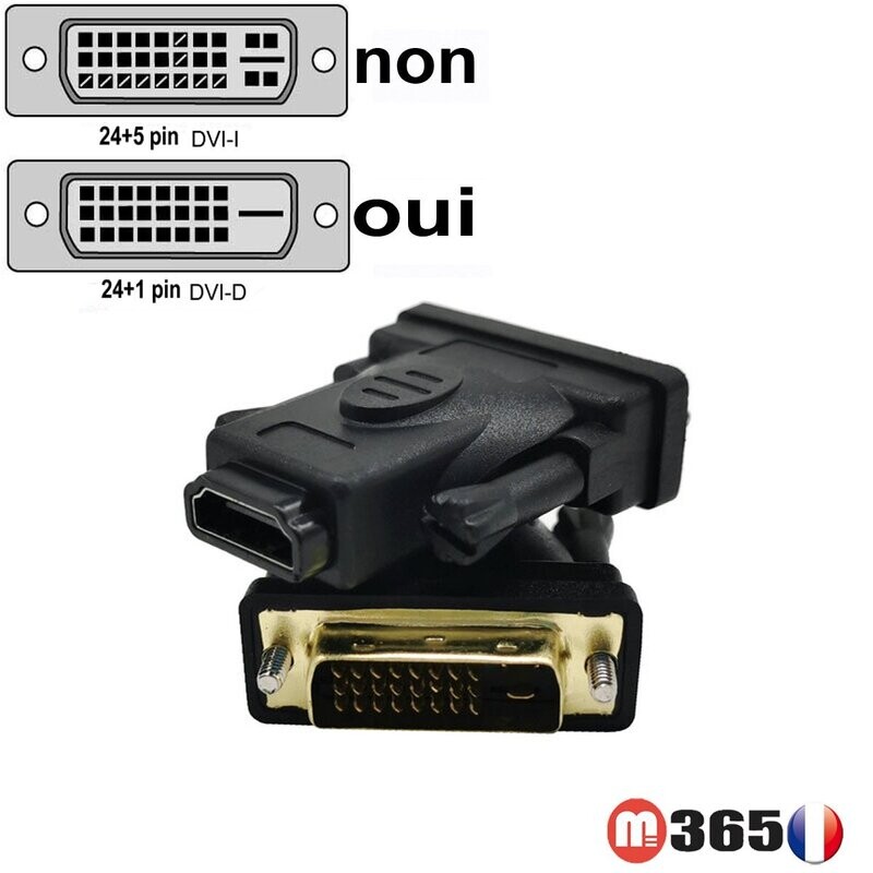 Adaptateur HDMI femelle vers dvi  24+1 male DVI adapter