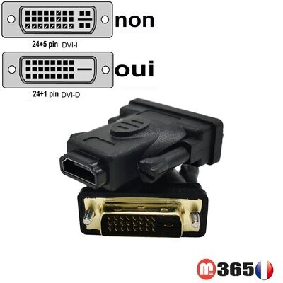 Adaptateur HDMI femelle vers dvi 24+1 male DVI adapter