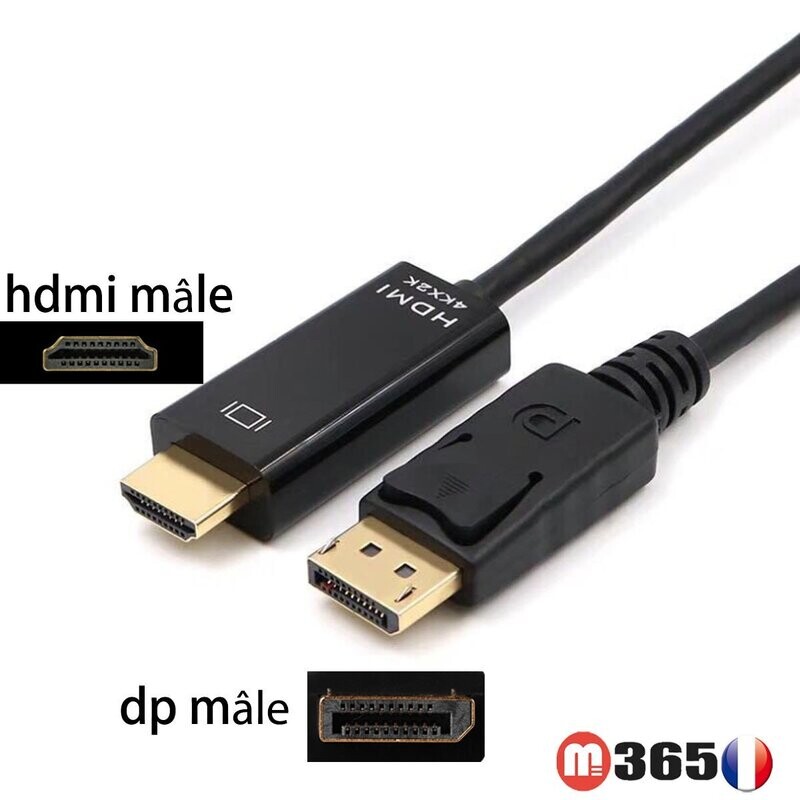 cable Adaptateur  dp display mâle vers hdmi mâle adapter 1.8M