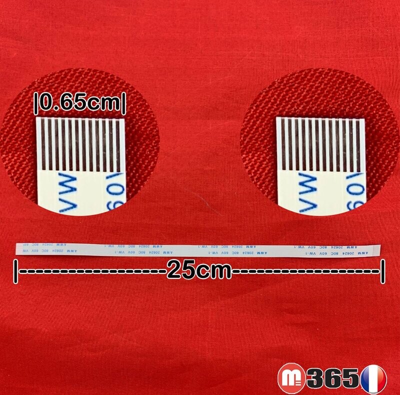 nappe 12 pins 25cm*0.65cm Connecteurs en même face