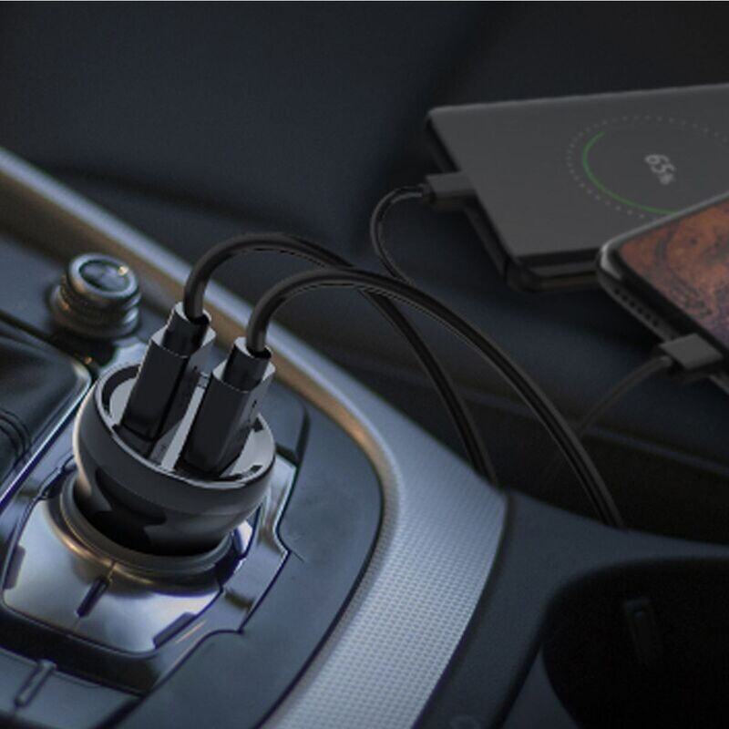 PISEN Chargeur voiture USB double 2 ports allume cigare