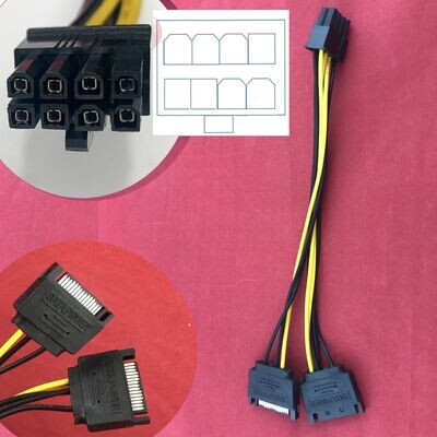 Câble Adaptateur alimentation SATA vers carte graphique 8 pins PCI-E 8 pin