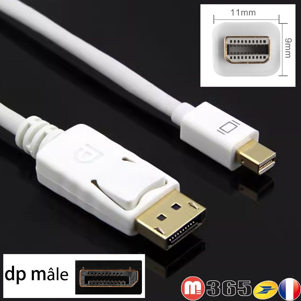 hd 2k cable mini dp mini DisplayPort mâle vers dp mâle (conviens thunderbolt )