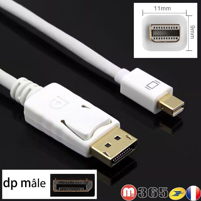 hd 2k cable mini dp mini DisplayPort mâle vers dp mâle (conviens thunderbolt )