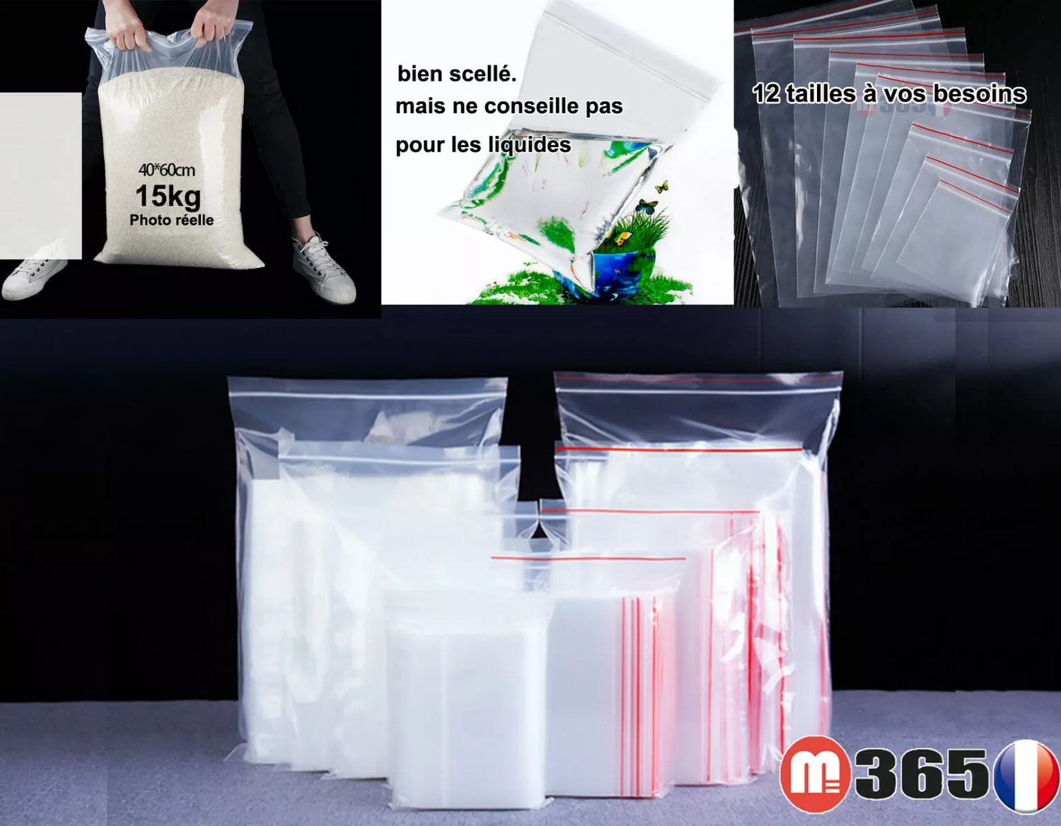 lot de  100  Sachet plastique fermeture ZIP Transparent