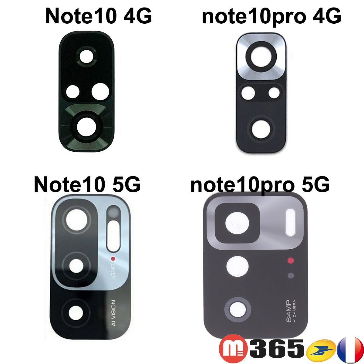 redmi note10 / note10 pro  LENTILLE VERRE de appareil photo camera arrière (non note10pro)